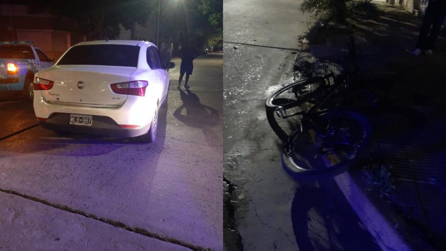 Una mujer fue llevada al hospital tras caer de su bicicleta por el rozamiento con un auto