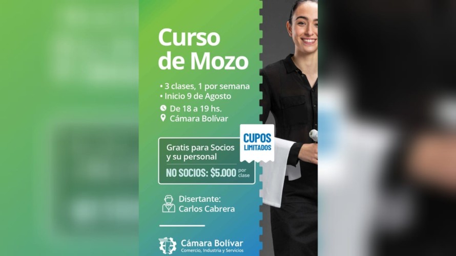 Lanzan el curso de mozo para emprendedores gastronómicos