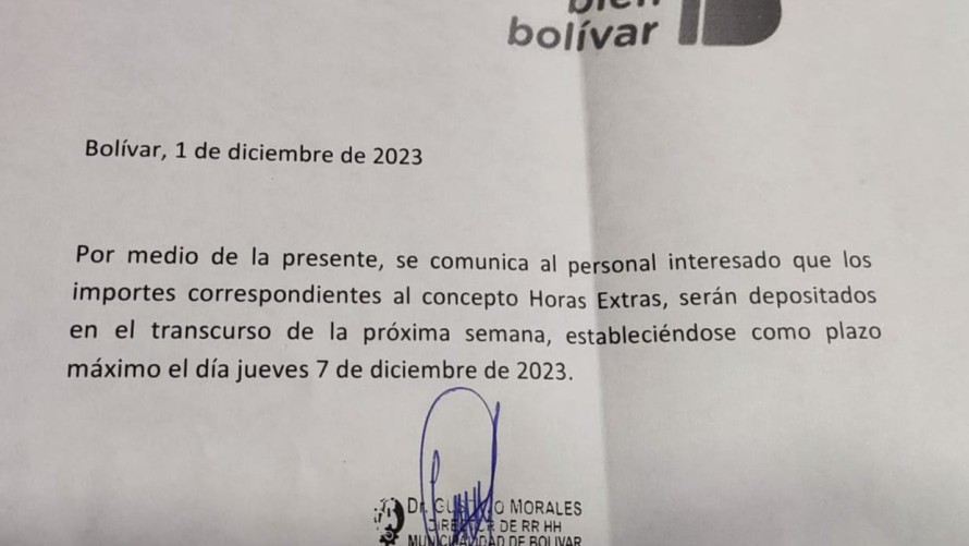 El Municipio se comprometió a abonar las horas extras en un "plazo máximo" de una semana