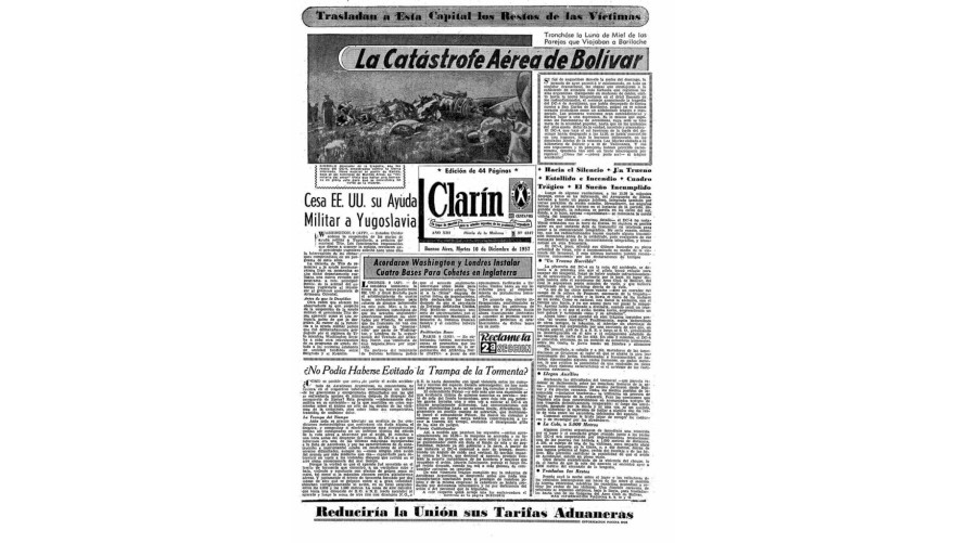 Se cumplen 66 años del accidente aéreo que se cobró la vida de 61 personas en un campo de Bolívar