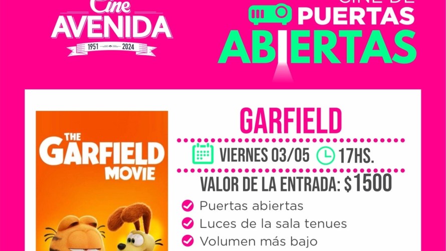 Cine a puertas abiertas: se proyectará la película “Garfield”