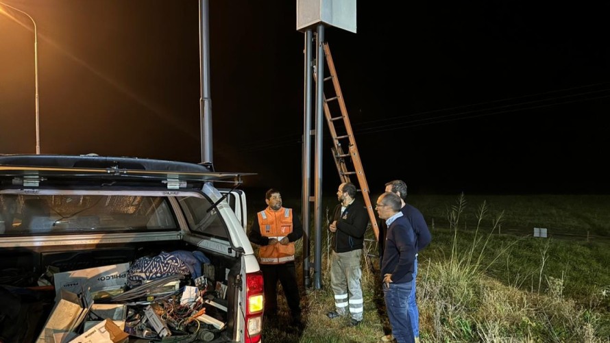 Inauguraron nueva iluminación en el cruce de rutas 65 y 205